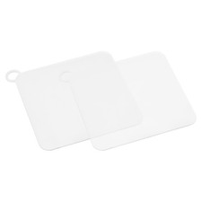 Silicone Tub Stopper Floor Drain Cover 8x8" Anti-Odor Mat Square White 2Pcs