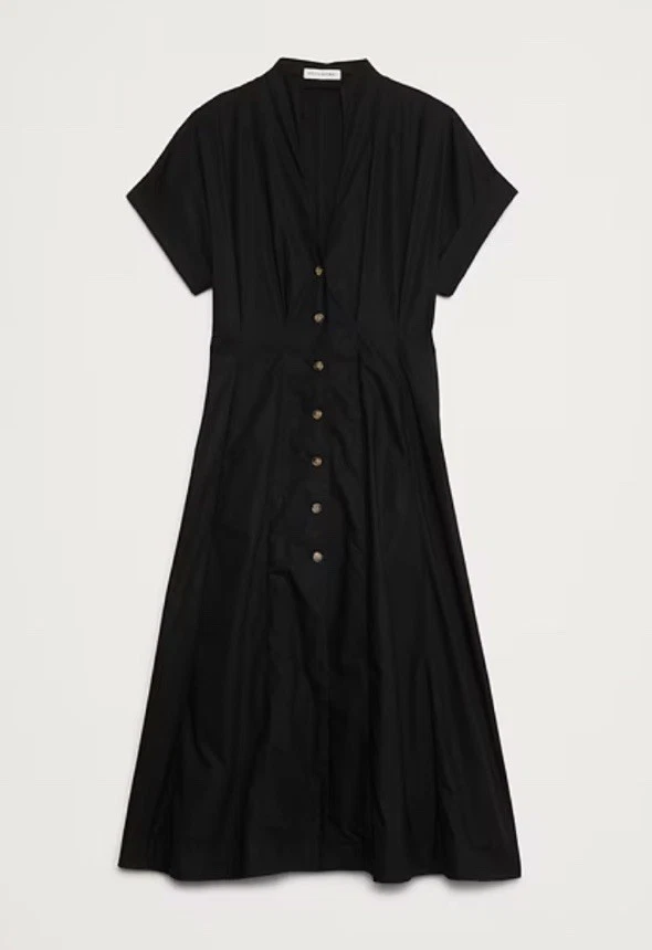 Vestido Camisa Banana Republic Negro Algodón Popelina Talla 16 Alto #743561 Foto 4 de 4