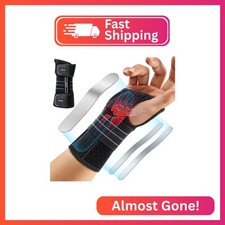 Rakiie Carpal Tunnel Wrist Brace, Adjustable Night Wrist Support with 3 Metal Sp