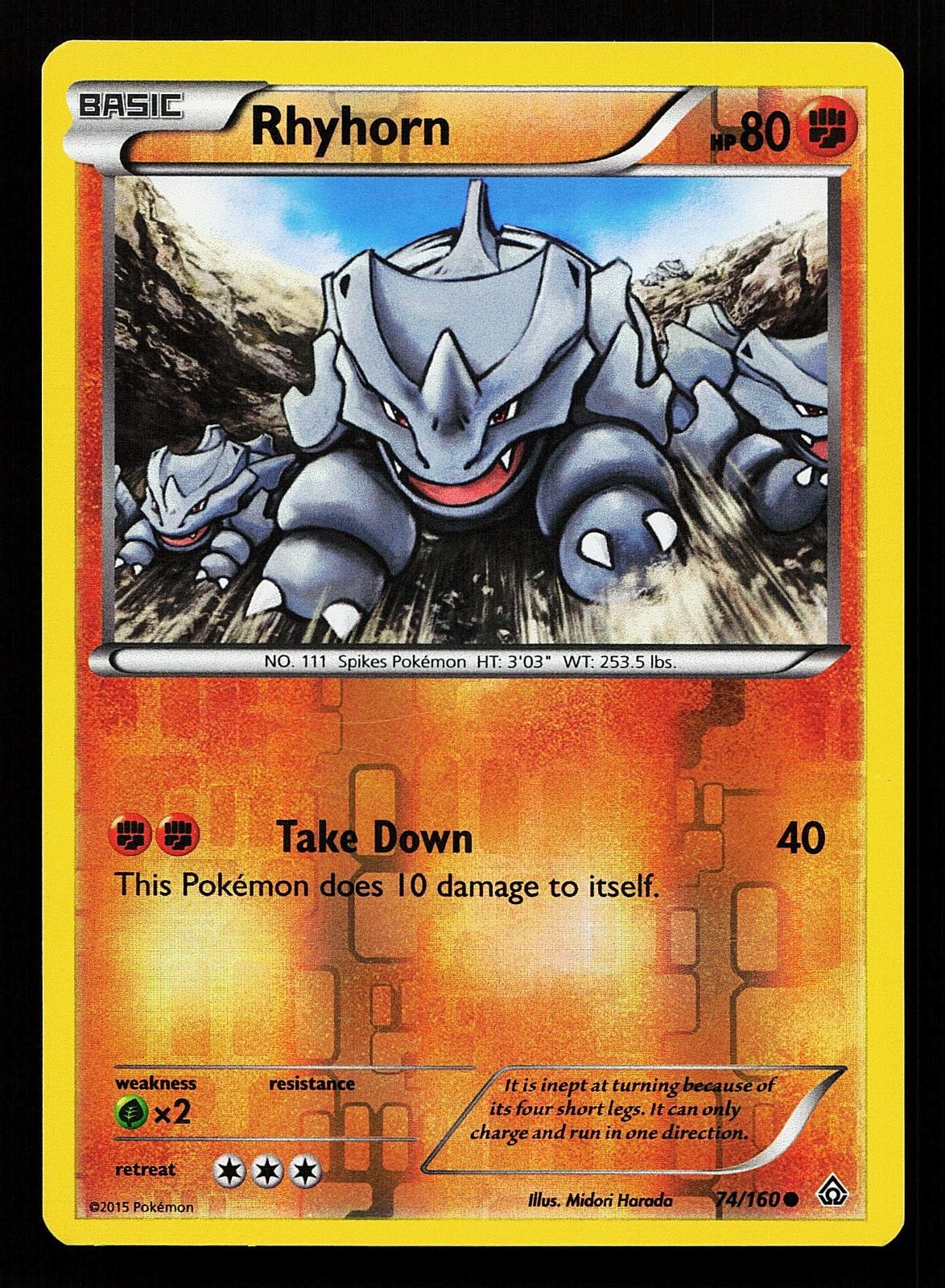 Rhyhorn 74/160 Reverse Holo Common Primal Clash Pokemon Card