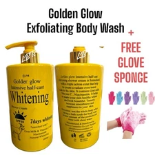 Golden Glow Goat Milk Intensive H.C Lightening Shower Cream 1000m X1,FREE Sponge