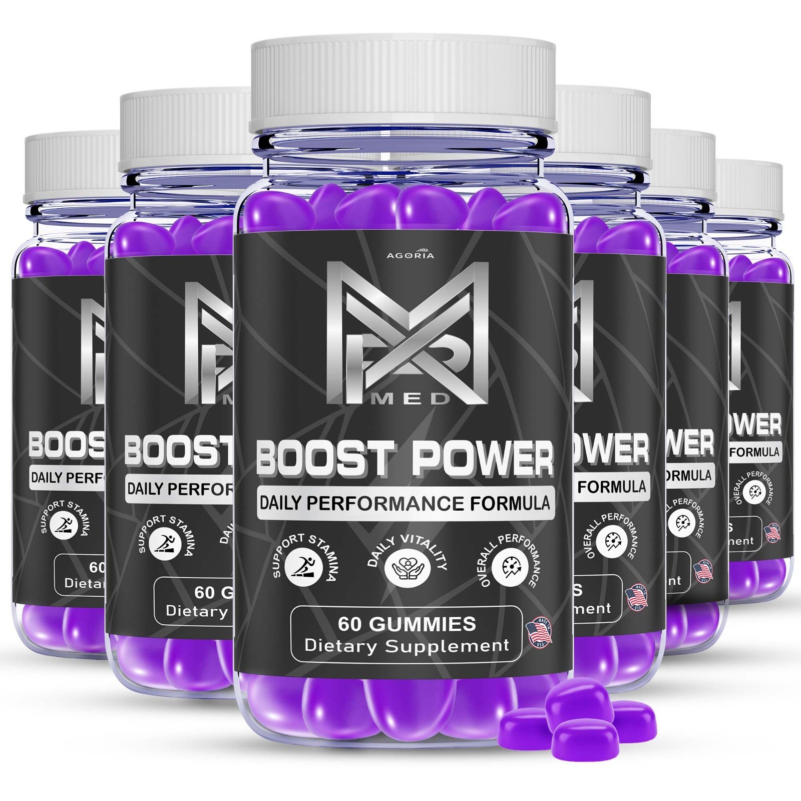 (6 Pack) Boost Power Men's Health Support Dietary Supplement Male Gummies