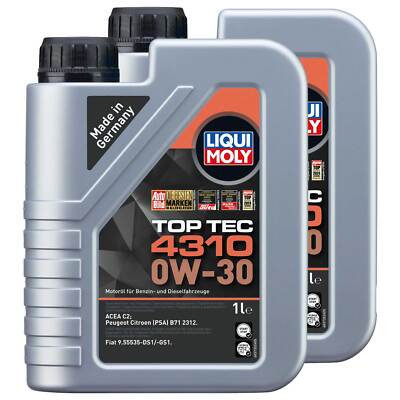 Motoröl Top Tec 4310 0W-30 LIQUI MOLY 2 X 1 Liter für Citroen KIA Peugeot Toyota