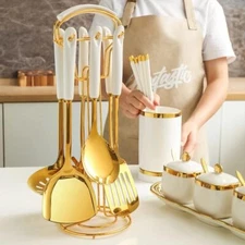 Stainless Steel Kitchen Utensils 7 Piece Set (Platinum). Cooking 7-Piece Set