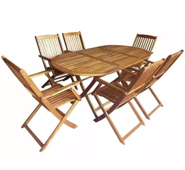 Gartenmobel Sitzgruppe Garnitur Set 7 Tlg Holz Wie Teak Gunstig Kaufen Ebay