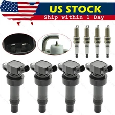 4x Ignition Coils 4x Spark Plugs For 12-19 Hyundai Accent Kia Soul Rio 1.6 UF652