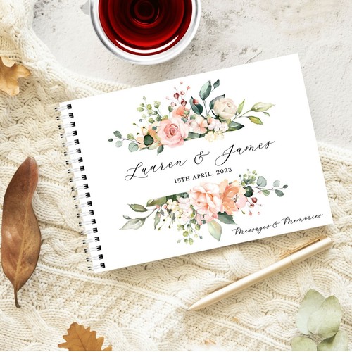 Personalised Handmade Spring Rose Wedding Guest Book + optional Guest Book Sign - Picture 9 of 10