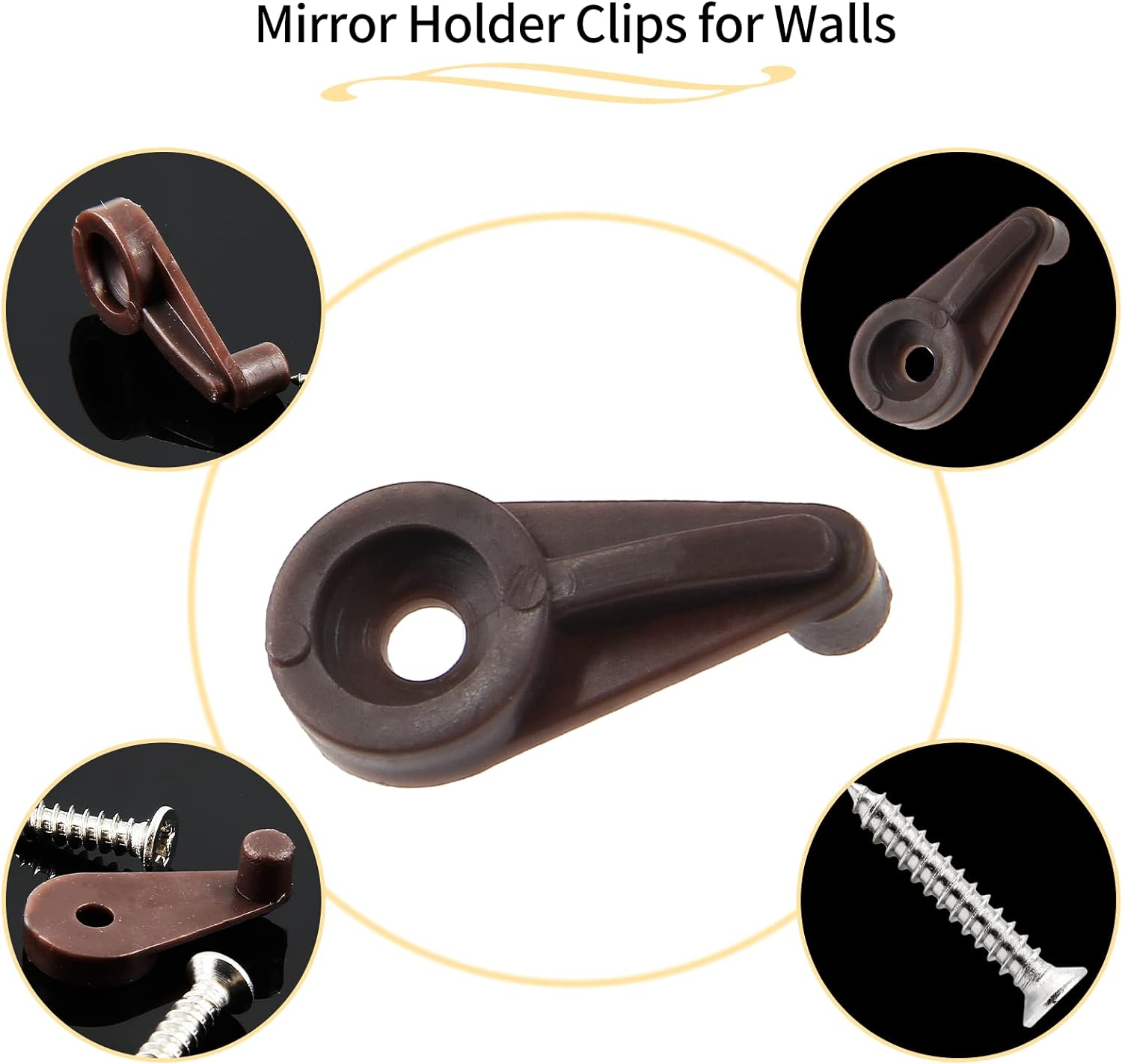 60 Pcs Brown Glass Door Retainer Clips Mirror Hanging Hardware for