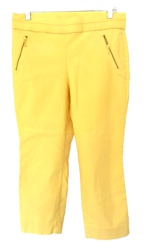 VISION 155 Zip Pocket Capri Stretch Pants-8, yellow  NICE-Heavy Great Quality!