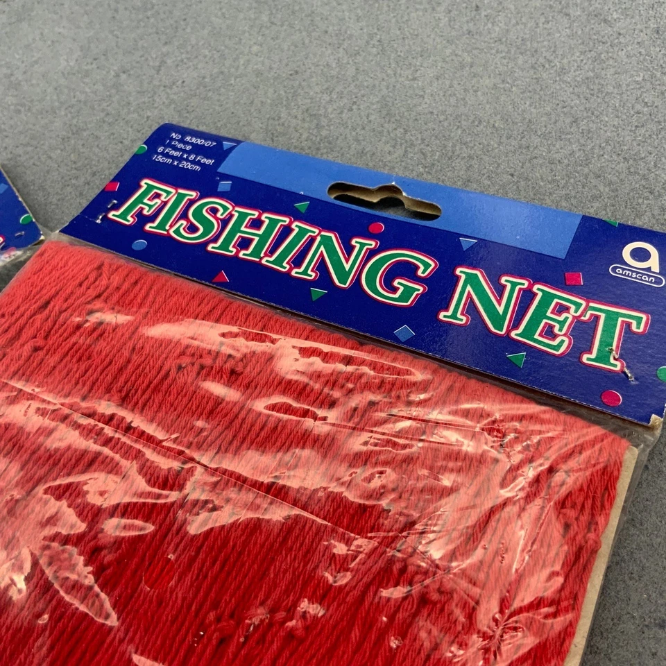 Lote de redes de pesca rojas negras 6 X 8 pies cada una Tiki Luau náutica costera Foto 3 de 4