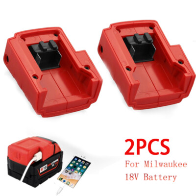 2X Batterieadapter 18V Akkuadapter USB Ladegerät Power Source für Milwaukee