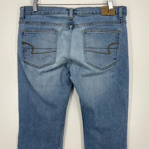 Jeans donna American Eagle taglia 12 lungo blu elasticizzato gamba dritta Y2K vita bassa - Foto 6 di 11