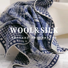 New Boutique Silk & Wool Hand Rolled Edges Square Scarf Double Face Print 65cm“