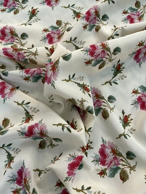 Gucci Deadstock Fabric Brown Floral Silk Crepe de Chine