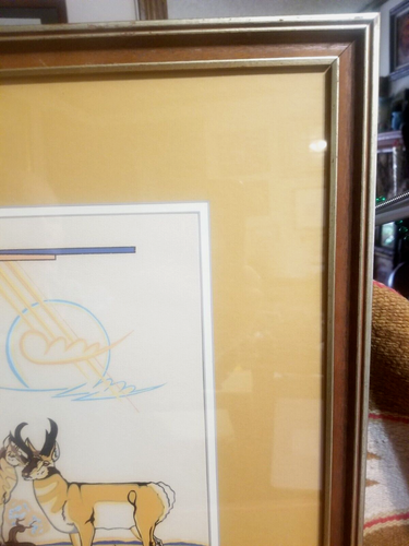 1950s COLORFUL WILDLIFE ANTELOPE SILK SCREEN THUN POVI SIDNEY MONTOYA Jr NAVAJO - Picture 4 of 11