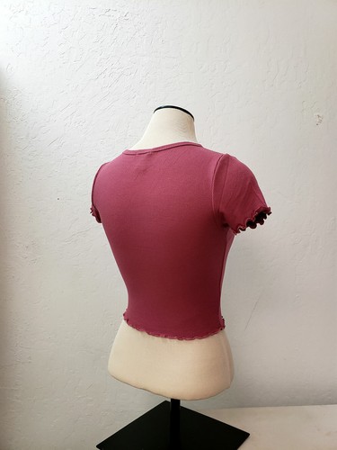 Women Basic Casual Stretch Ribbed Short Sleeve Crew Neck Crop Top Shirt RT52541 - Picture 4 of 21