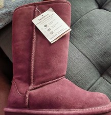 NEW Bearpaw Girls Elle Short Suede Burgundy Boots Size 5