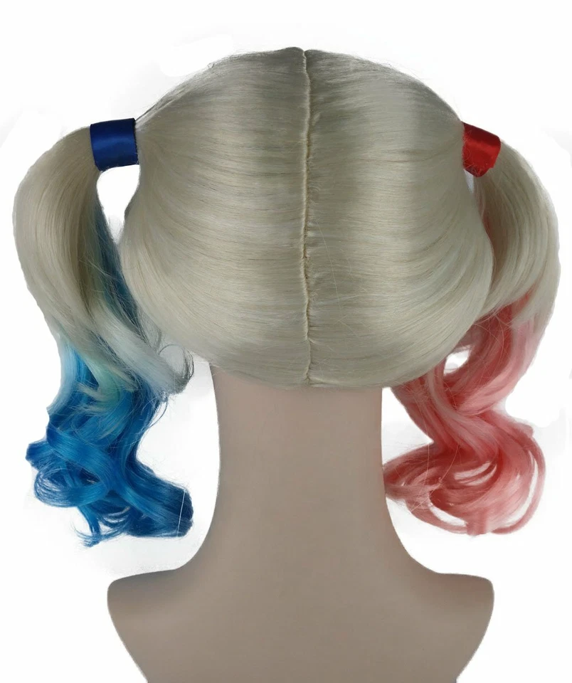 Mujer Niña Rosa y Azul Rizado Colas de Caballo Peluca Halloween Disfraz Juegos con disfraces, HW-141 Foto 3 de 4