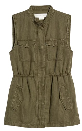 Linen Blend Utility Vest 