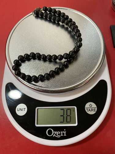 VTG Beaded Necklace BLACK ONYX BEADS Sterling Silver Clasp 16” - Picture 11 of 11