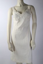 Narciso Rodriguez Off White Cotton Sheath Dress Sz 40 US 4 V Neck Sleeveless Lux