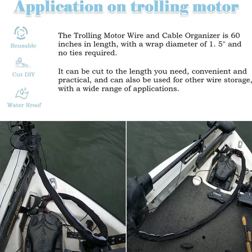 Marine Troll Jacket Trolling Motor Cable Organizer Sleeve 60" Wire Wrap Cover √ - Picture 10 of 13