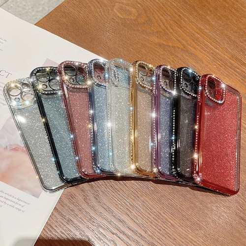 Case For iPhone 16 15 14 Pro Max 13 Shockproof Glitter Diamond Clear Soft Cover - Picture 4 of 25