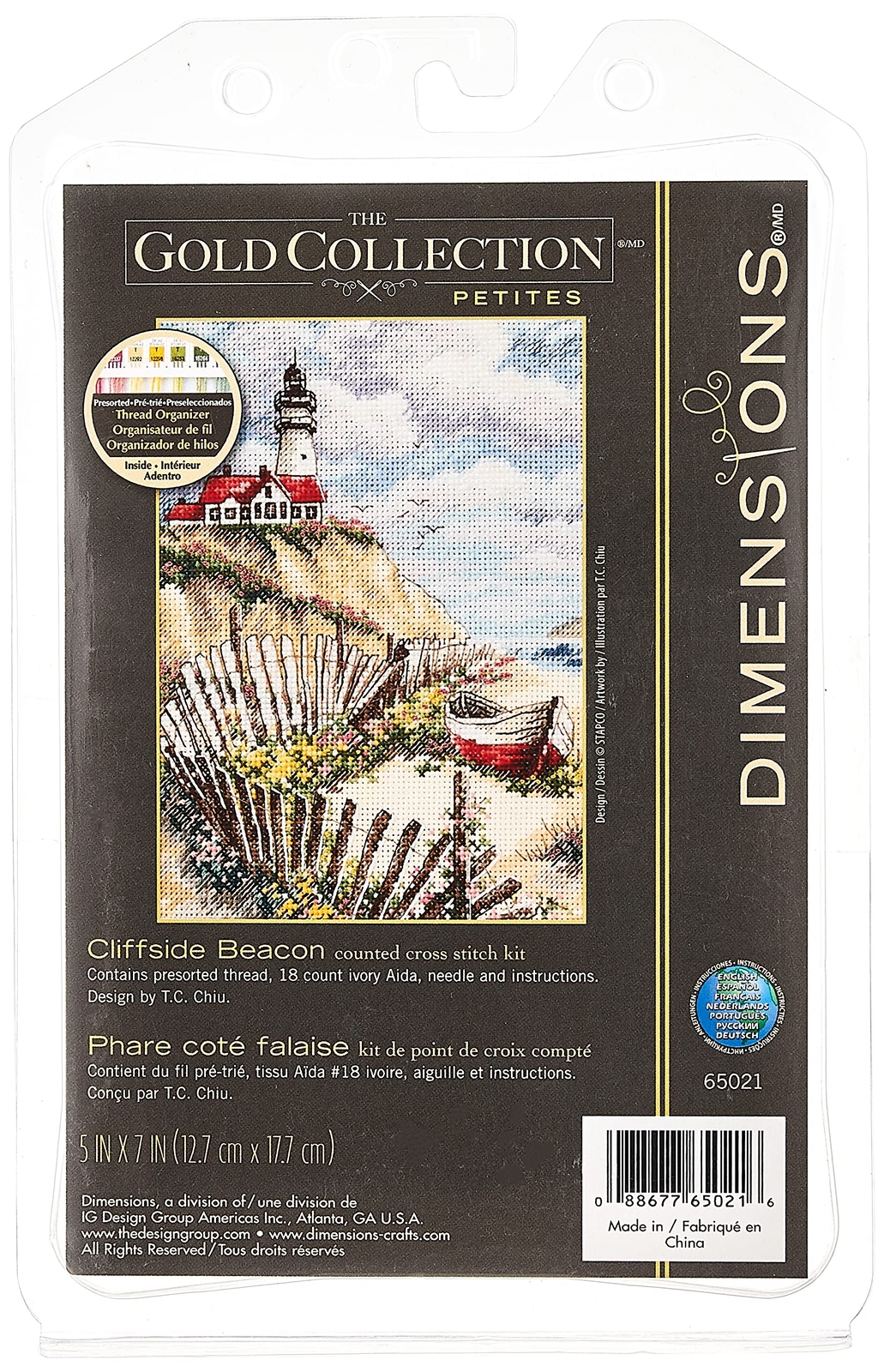 Gold Collection Counted Cross Stitch Kit, Cliffside Beacon, 18 Count Ivory Ai...