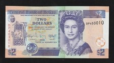 Belize, 2 Dollars, 2014, P-66, UNC QEII Banknote, Serie-DP403010