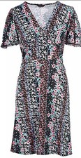 Flutter Angel Sleeves High Waist Shaped Bodice Floral Fit And Flare Tea Dress 18