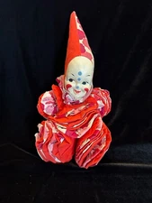 Vintage 1950’s Yo-Yo Fabric Quilt Clown w/Cute, Smiling Face