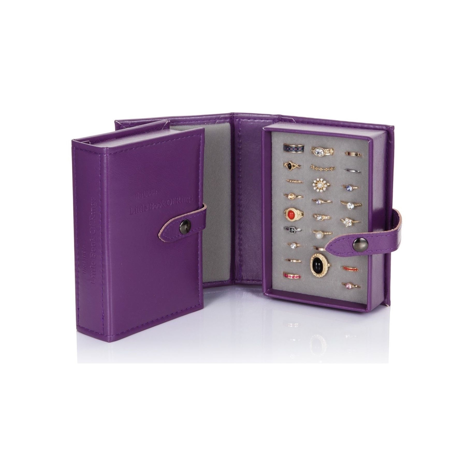 Little Book of Rings Small Purple Jewellery Box Travel Compact Storage Book Gift