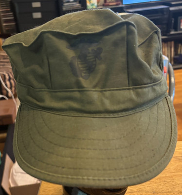 Mint 1988 USMC Olive Drab Utility Cover 8-Point Hat +Free Shipping