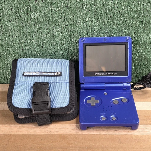 Nintendo Game Boy Advance SP Cobalt Blue AGS-001 No Charger, With Case Tested