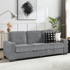 83.86" Corduroy Fabric sofa Modern Compressed Couch 3-Seat Sofa Furniture Velvet