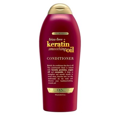 OGX Frizz-Free + Keratin Smoothing Oil Conditioner 5-in-1 Benefits 25.4 Fl Oz