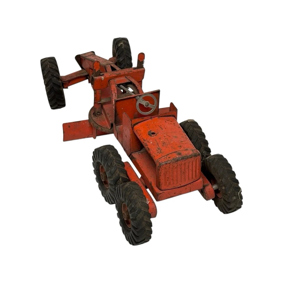VINTAGE NYLINT ROAD GRADER PRESSED STEEL CONSTRUCTION VEHICLE 1950s - Image 4 of 4