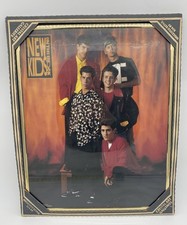 NEW 1990 Vintage New Kids on the Block NKOTB Wall Decor Picture Art Glass Framed
