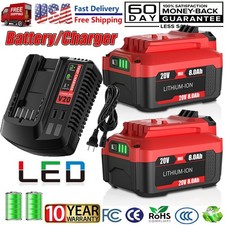 2PACK 20V 8.0AH For Craftsman 20 Volt MAX Li-ion Battery/Charger CMCB204 CMCB202