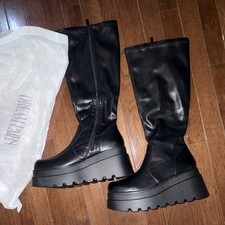Dream Pairs Black Platform Knee-High Block Heel Boot Side Zipper Round Toe Women