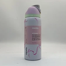  32oz Owala FreeSip Pink Bow Water Bottle Sport Mug - New
