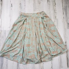 LulaRoe Green Orange Pleated A-Line Mini Skirt Women's Size Medium