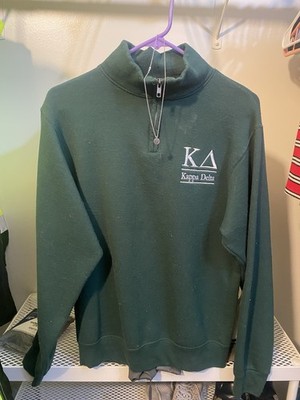 Kappa Delta Sorority Vintage 90s Quarter-Zip Sweater Green Size S & AOT Necklace