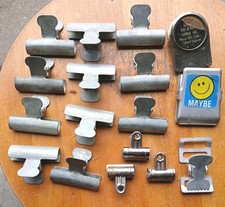 Vintage 17 Mixed Spring Clips Stainless Steel & Aluminum Mixed Size &Brand WORKS