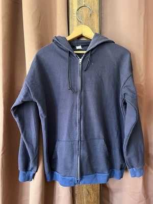 True Vintage 1960 s Cotton Sweatshirt Hoodie Two Tone Blue Size Large Made USA