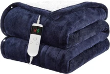 Electric Blanket Heated Throw, Soft Flannel 50"x60" Heating Blanket with 8 Hours