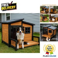 Spacious Outdoor Wooden Dog Kennel with Porch - Ideal for Small to Medium Dogs