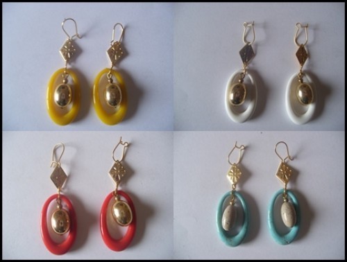 PENDIENTES VINTAGE BISUTERIA DORADO AMARILLO,BLANCO,ROJO O TURQUESA