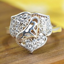 Size 8, vintage Sterling 925 silver anniversary ring with cluster cz