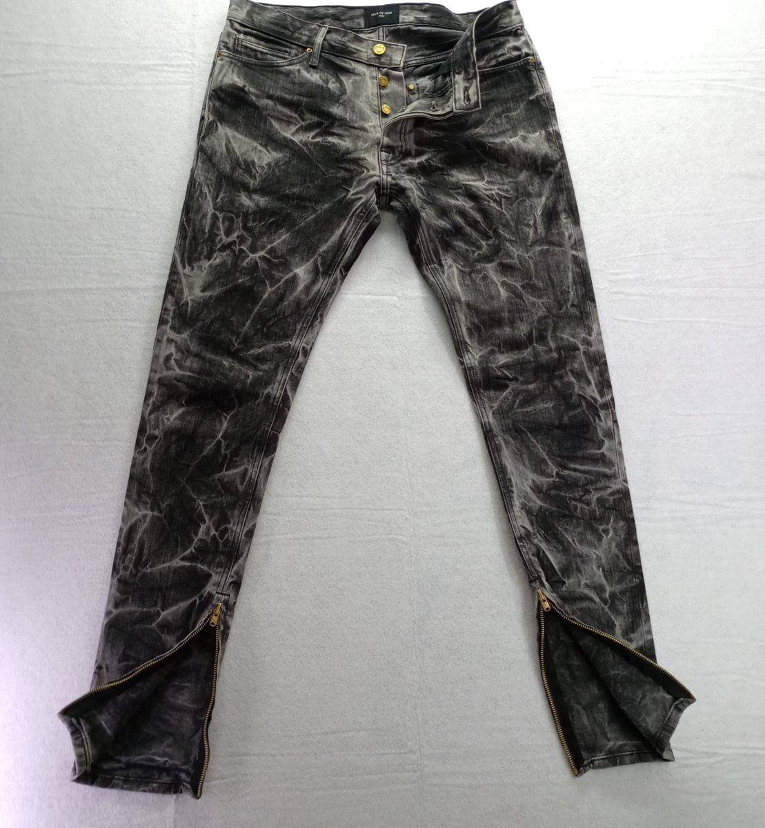Fear of God Selvedge Denim Holy Water Jeans Black Size 34 Button